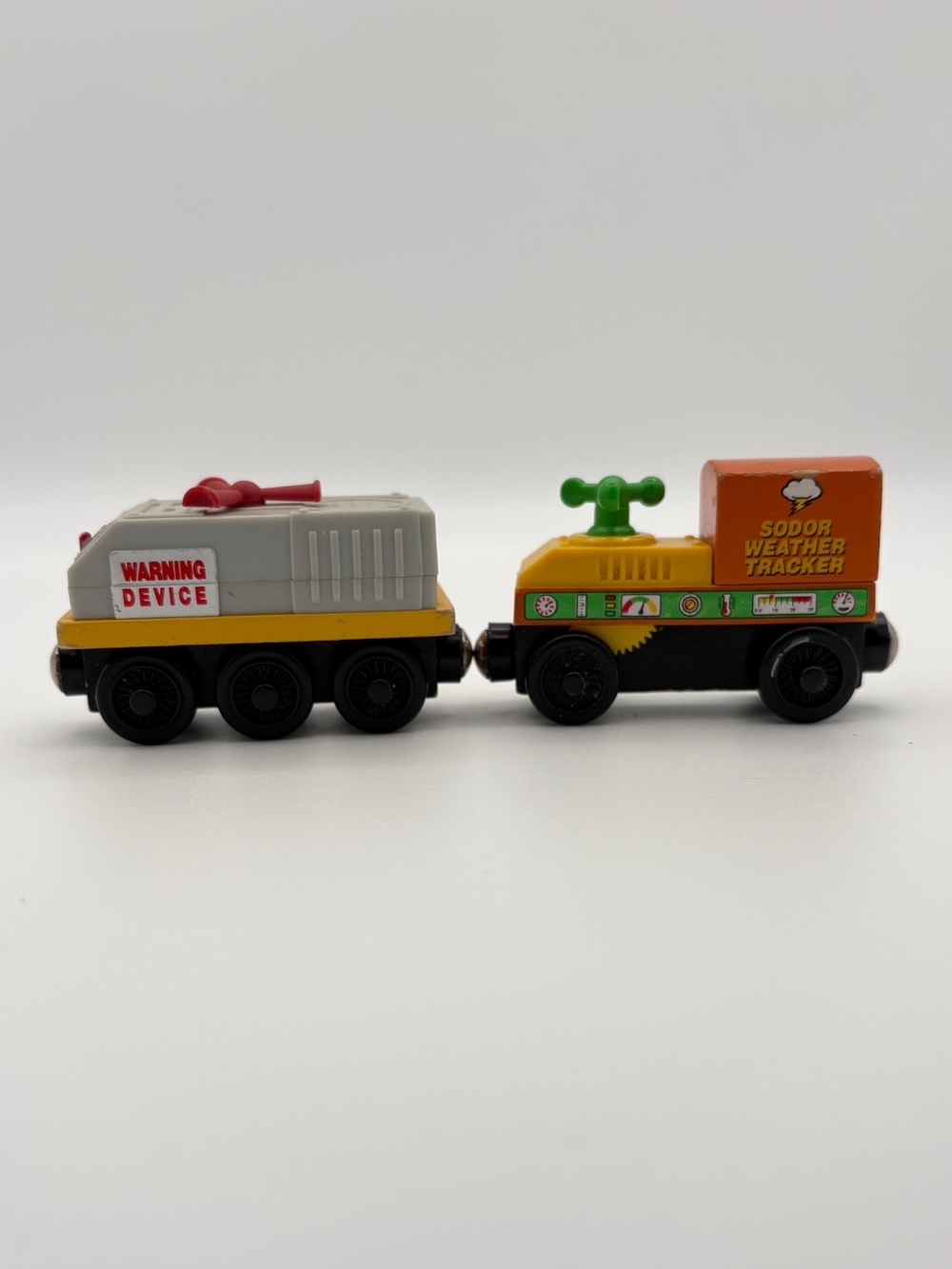 Two Thomas & Friends Wooden Train Cars - Weather Tracker and Fog Horn Car